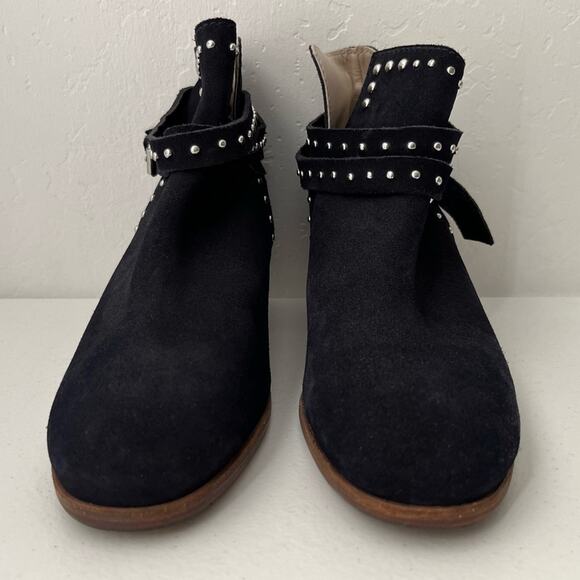 Boden Keira Ankle Boots Women's Size 41/9.5 Navy Blue Studded Suede Edgy Chic - Picture 5 of 16